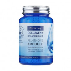 Ampoule serum for the person FarmStay Collagen & Hyaluronic Acid All-in-One Ampoule with collagen and hyaluronic acid, 250 ml