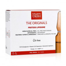 Ampoules with liposomes for the person, a neck, a zone of a decollete MartiDerm The Originals Proteos Liposome for the fat and combined skin, 10 * 2 ml