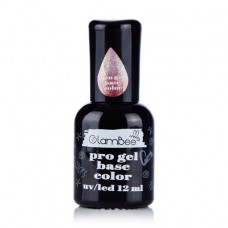 Basic covering for the gel polish GlamBee ProGel Base Color UV/LED, Pink shimmer, 12 ml