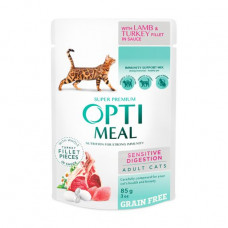 Bezzernova the damp Optimil adult cat food with sensitive digestion, with a lamb and fillet of a turkey in sauce, 85 g
