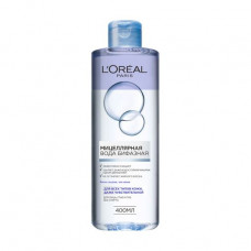 Bi-phase micellar L'Oreal Paris Skin Expert water for removal of a resistant make-up, 400 ml