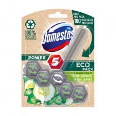 The block for cleaning of a toilet bowl of Domestos Power 5 Freshness of a cucumber and young grass, 55 g