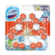 The block for cleaning of a toilet bowl of Domestos Power 5+ threefold, Lyme and the Cedar, 3*55 g