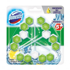 The block for cleaning of a toilet bowl of Domestos Power 5+ threefold, Green tea and freshness of a lemon, 3*55 g
