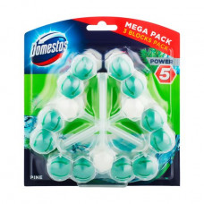 The block for cleaning of a toilet bowl of Domestos power 5 threefold, Freshness of needles, 3*55 g