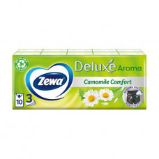 Paper nasal kerchiefs of Zewa Deluxe Camomile Comfort with aroma of a camomile, 3-layer, 10*10 pieces