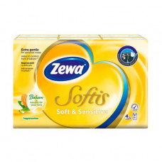 Paper nasal kerchiefs of Zewa Soft & Sensetive, 4-layer, 9*6 pieces