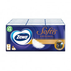 Paper nasal kerchiefs of Zewa Softis, 4-layer, 9*5 pieces