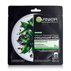 Black fabric Garnier Skin Naturals face pack the Cleaning Coal for oily skin, 28 g