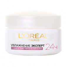 Day cream for the person L'Oreal Paris Uwlazhnenije Expert, for dry and sensitive skin, 50 ml