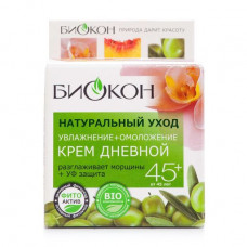 Day face cream B_okon Natural leaving, Uwlazhnenije + rejuvenation, 45+, 50 ml