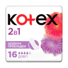 The Kotex Natural Extra Protect panty liners Extra protection 2 in 1, 16 pieces