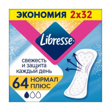 Libresse Daily Fresh Plus Normal panty liners, 64 pieces