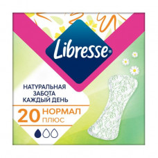 The Libresse panty liners Natural care Normal plus, with an aloe belief and a camomile, 20 pieces