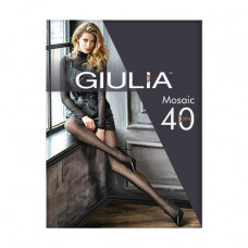 Fantasy women's tights from polyamide with the abstract drawing Giulia Mosaic 40 DEN (1), Nero, size 2