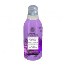 Gel yogurt for a shower of Markell Cosmetics Superfood Gel-Yogurt Shower Asai and blackberry, 380 ml