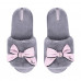 Women's room Twins HS-Lux slippers open, fur, bow, gray-pink, size 40