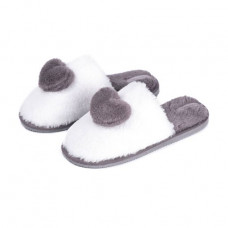 The women's room Twins HS-Lux slippers closed, fur, a pompon heart, gray, size 40