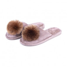 The women's room Twins HS-OZ slippers closed beige with a pompon, size 38-39
