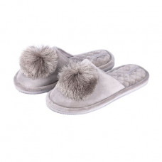 The women's room Twins HS-OZ slippers closed gray with a pompon, size 38-39