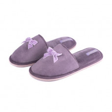 The women's room Twins HS-OZ slippers closed velors with a bow, violet, size 36-37