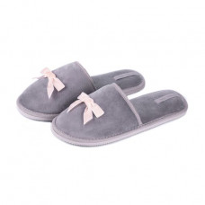 The women's room Twins HS-OZ slippers closed velors with a bow, gray, size 36-37