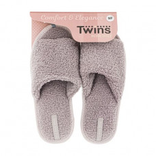 Women's room Twins HS slippers open, fur, gray, size 36-37