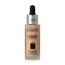 Eveline Cosmetics Liquid Control HD Mattifying Drops Foundation 24H 030 Sand Beige liquid foundation, 32 ml