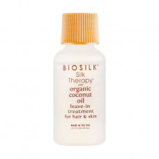 Liquid silk for hair of Biosilk Silk Therapy With Organic Coconut Oil Leave In Treatment with coconut oil, 15 ml