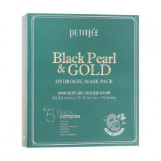 Hydrogel face pack with gold and black Petitfee & Koelf Black Pearl & Gold Hydrogel Mask Pack pearls, 5 pieces