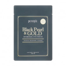 Hydrogel patches for skin around eyes of Petitfee & Koelf Black Pearl&Gold Hydrogel Eye Patch with gold and black pearls, 2 pieces