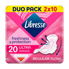 The Libresse Freshness & Protection Ultra Duo Pack sanitary pads with wings, 2*10 pieces
