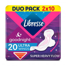 Sanitary pads night Libresse Goodnight Ultra Large Duo Pack with wings, 2*10 pieces
