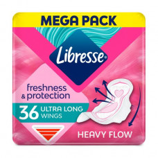 Sanitary pads the extended Libresse Freshness & Protection Ultra Long Mega Pack with wings, 36 pieces