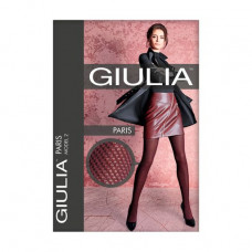 Cotton fantasy women's tights with the geometrical drawing of small squares Giulia Paris 150 DEN (2), Nero, size 2