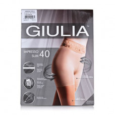 Classical tights female Giulia Impresso Slim with a lacy belt, 40 DEN, Daino, size 2