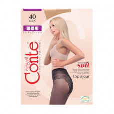 Tights female Conte elegant Bikini with openwork shorts, 40 DEN, Bronz, size 2