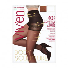 Tights female Viv'en petty Control Body Ajour with the modeling shorts, 40 DEN, black, size 3