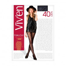 Tights female Viv'en petty Polka Dot without shorts, 40 DEN, black, size 4