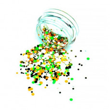 Confetti for design of nails of Tufi Profi 5 of Bely-salatovy-oranzhevy-zolotoy, 3 g