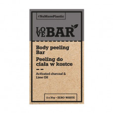 The concentrated peeling for a body of Love Bar Body Peeling Bar with activated carbon and oil of a lime, 2*30 g