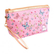 Lukky make-up bag pink, with butterflies, 23.5*6.5 cm