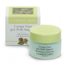 Cream for the person L'Erbolario Crema Viso per Pelli Impure for problem skin, on the basis of rosemary and a burdock, 30 ml