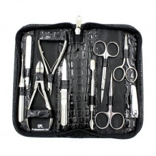 Manicure SPL set Black crocodile, 10 objects, (77302AI)