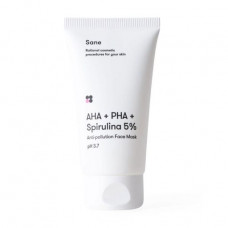 Face pack Sane AHA + PHA + Spirulina of 5% Anti-Pollution Face Mask, 75 ml