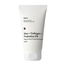 Face pack Sane Aloe + Collagen + Probiotics of 2% Regenerating Protecting Face Mask, 75 ml