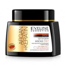 Musk for hair of Eveline Cosmetics Argan+Keratin 8 in 1 with argan oil, for the injured and dyed hair, 500 ml
