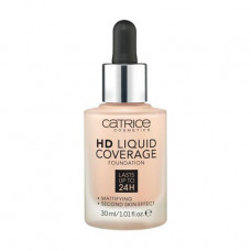 The matting liquid foundation for the person Catrice HD Liquid Coverage Foundation, 010 Light Beige, 30 ml