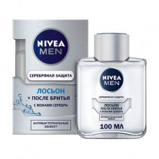 The men's Nivea Men aftershave lotion Silver protection, with ions of silver and antibacterial effect, 100 ml
