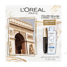 The L'Oreal Paris set (the Volume Million Lashes Balm Noir Black mascara, 8.9 ml + micellar water for normal and mixed like skin, 200 ml)